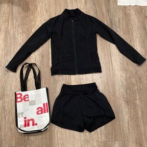 Lululemon classic black set jacket and shorts size 2